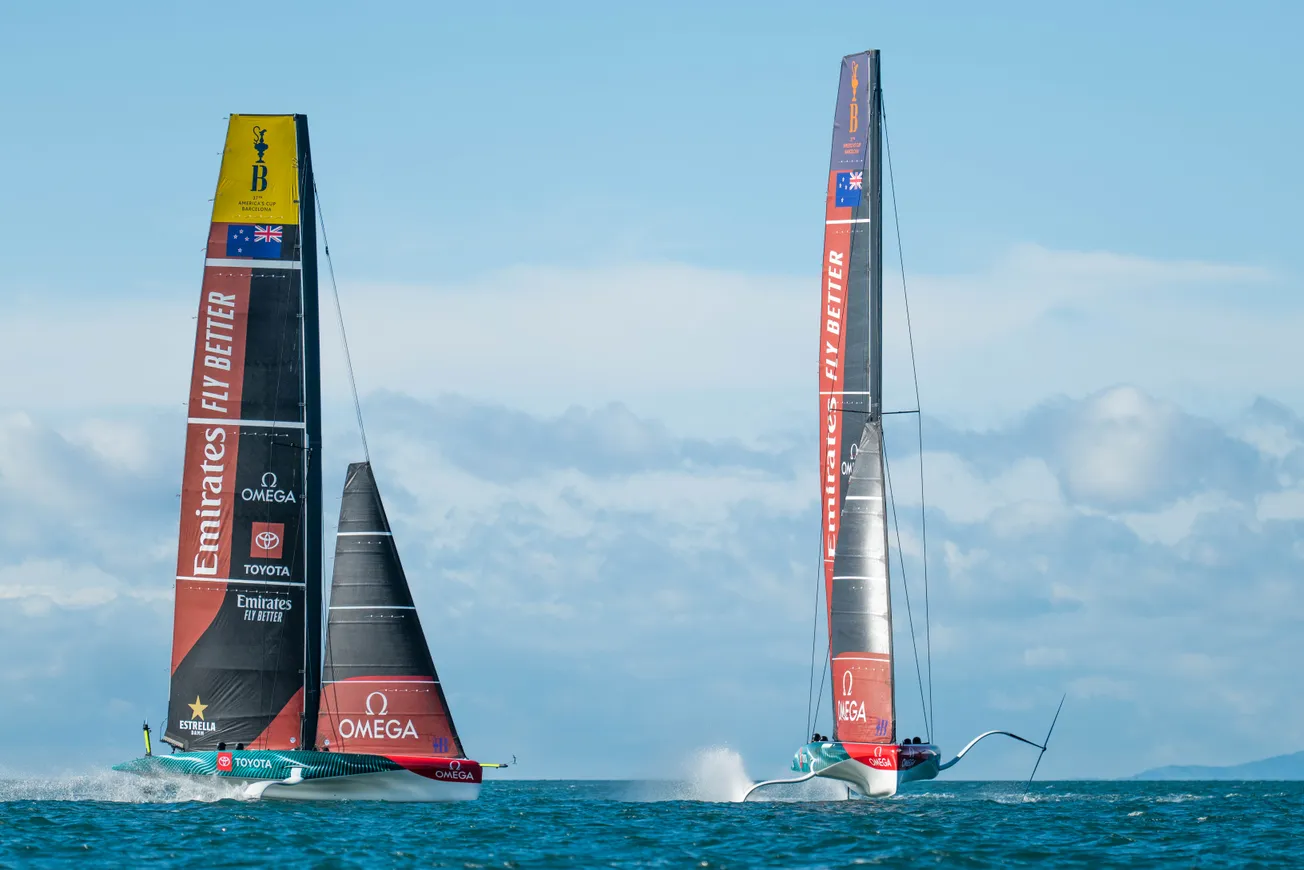 AC40s shaping AC37 for Emirates Team New Zealand